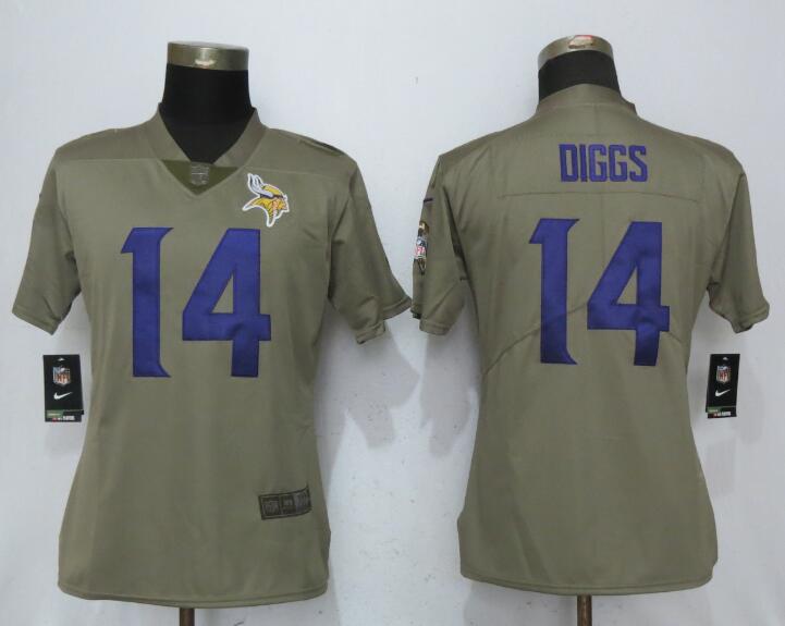 Women Minnesota Vikings #14 Dlggs Nike Olive Salute To Service Limited NFL Jerseys->boston celtics->NBA Jersey